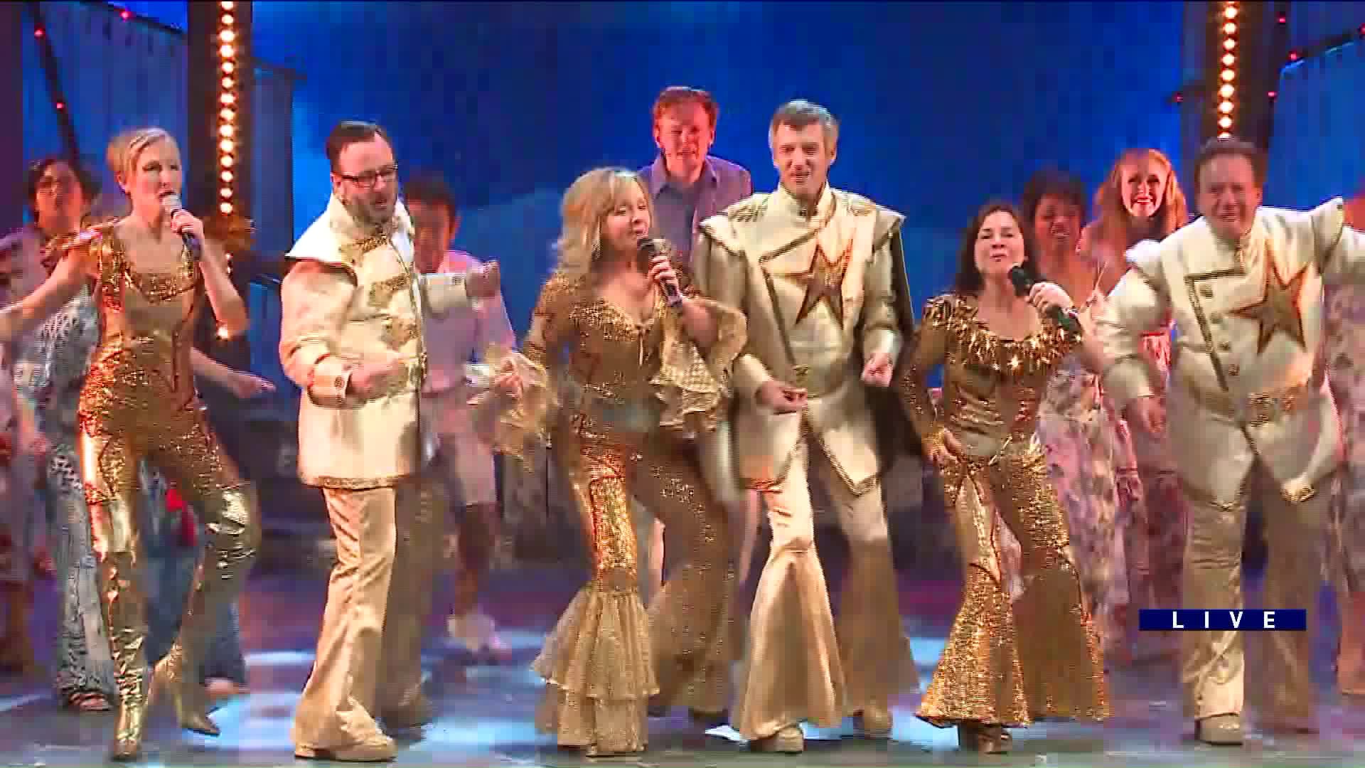 Around Town dances with the cast of Mamma Mia!