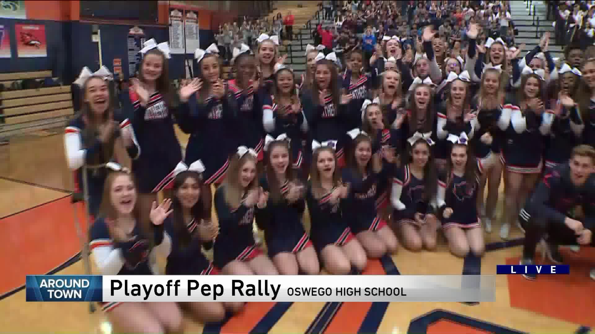 Around Town has a pep rally at Oswego High School for the first round of the IHSA football playoffs