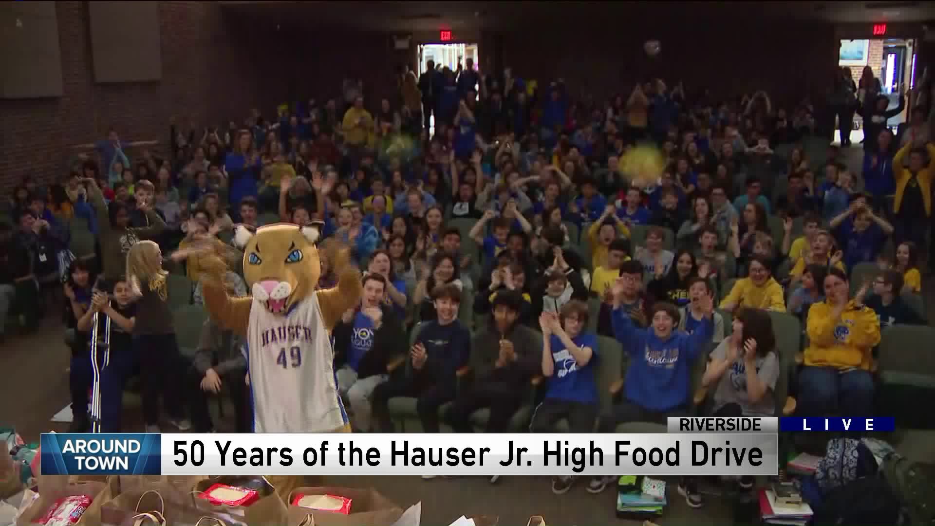 Around Town visits Hauser Jr. High for their 50th annual food drive